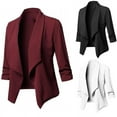 thumbnail image 1 of DDAPJ pyju Petite Blazer Jacket for Women Lightweight SLim Fit Blazer Long Sleeve Lapel Collar Work Office Jackets Basic Solid Suit Jacket Wine XXXL, 1 of 6