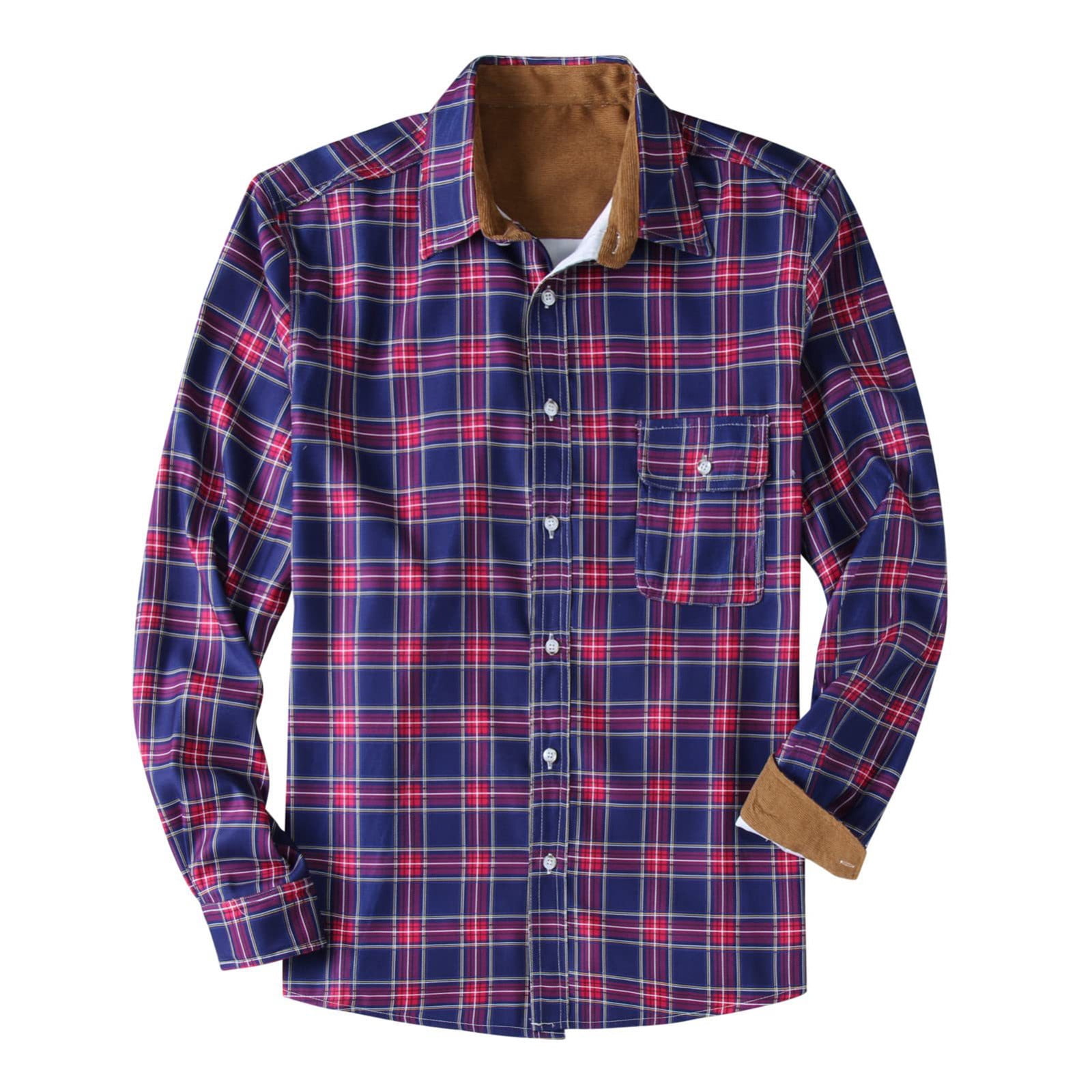 DDAPJ pyju Plaid Flannel Shirt for Men Long Sleeve Casual Button Down ...