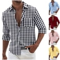 thumbnail image 1 of DDAPJ pyju Plaid Shirts for Men Casual Button Down Long Sleeve Shirt Relaxed Fit Beach Hawaiian Shirt Red XL, 1 of 7