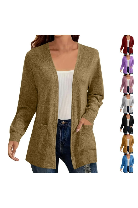 Plus Size Cardigans for Women Lightweight Open Front Dusters Trendy Casual Fall Outerwear with Pockets Blue S