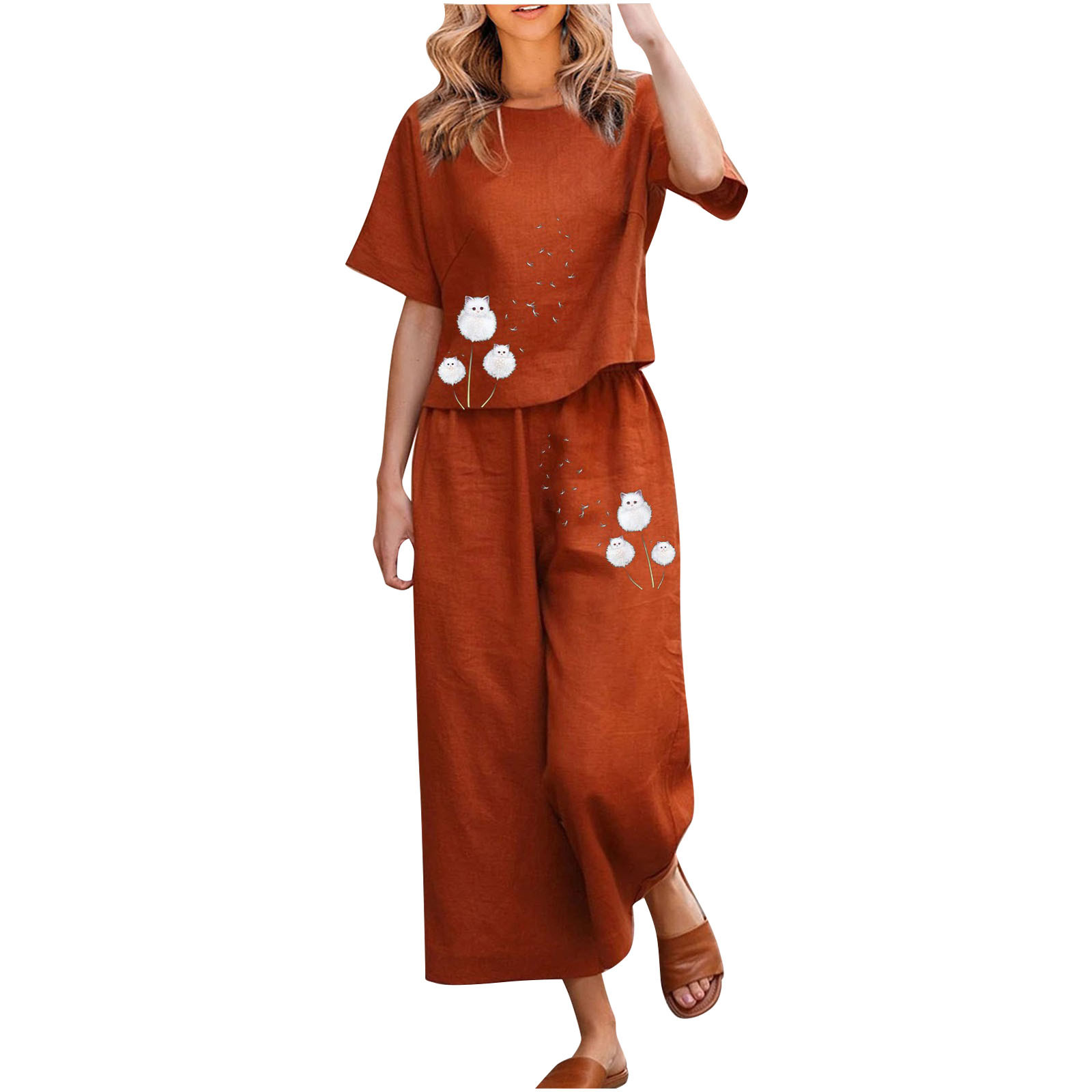 DDAPJ pyju Plus Size Linen Sets for Women,2 Piece Casual Outfits Short ...