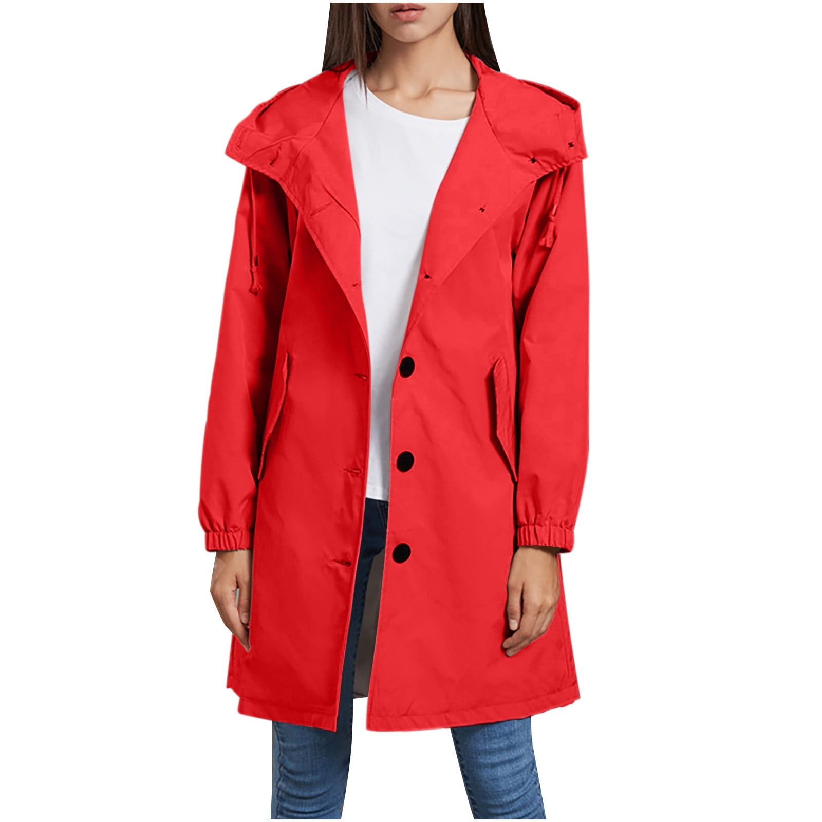 TIMIFIS Waterproof Rain Jacket Women Plus Size Fleece Rain Coat Thick