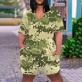 thumbnail image 1 of DDAPJ pyju Plus Size Rompers for Women Summer Casual Short Sleeve V Neck Jumpsuits Novelty Printed Baggy Overall Shorts with Pockets 2025 Trendy Clothes Lightning Sales of Today Green XXL, 1 of 5