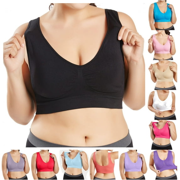 DDAPJ pyju Plus Size Sports Bras for Women Seamless Wireless Cooling Unpadded Comfort Bra 4-Way-Stretch Workout Running Yoga Bras Large Bust Push Up Bra Birthday Giftss Black XXXXXL