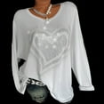 thumbnail image 1 of DDAPJ pyju Plus Size T-shirt for Women Sequin Heart Graphic Tees Loose Casual Long Sleeve Crewneck Pullover Shirt Oversized Drop Shoulder Tee Tops Fashion Gift Ideas White XL, 1 of 4