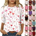 DDAPJ pyju Plus Size Valentines Shirt for Womens 2024 Spring 3/4 Sleeve
