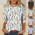 thumbnail image 1 of DDAPJ pyju Plus Size for Women Trendy Casual 3/4 Sleeve T-shirts Loose Fit Crewneck Pullover Blouse Tees Liquidaciones de hoy Black XXXXXL, 1 of 6