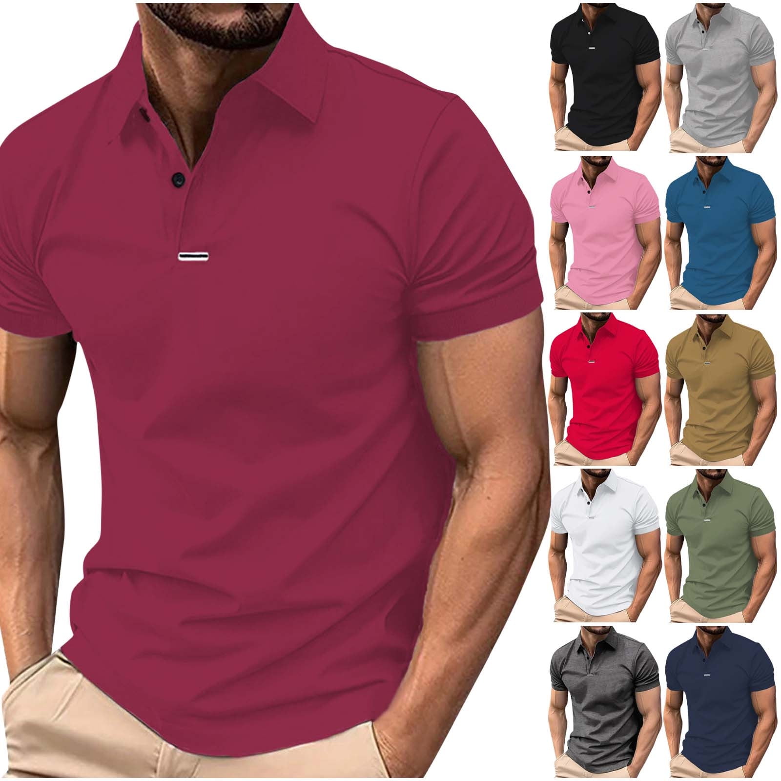 DDAPJ pyju Polos for Men Regular Fit Casual Golf Shirts Solid Basic ...