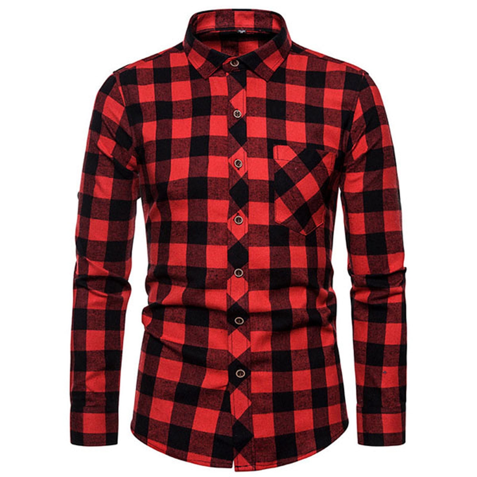 DDAPJ pyju Day Mens Button Down Shirts,Slim Fit Casual Plaid Flannel ...