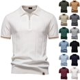thumbnail image 1 of DDAPJ pyju Quarter Zip Polo Shirts for Men Knitting Cotton Golf Polos Summer Casual Short Sleeve Collared T-shirt Liquidación Coffee S, 1 of 4