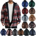 thumbnail image 1 of DDAPJ pyju Quilted Lined Jackets for Men Big and Tall Plaid Hooded Shirt Jacket Long Sleeve Zip Up Hoodies Winter Thermal Outerwear Coats with Pockets on Sale Khaki XXXL, 1 of 7