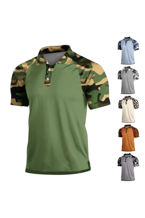 Raglan Sleeve Polos Shirt for Men Camo Golf Shirts Short Sleeves Military Tactical Collared T-Shirts Lightweight Moisture Wicking Casual Athletic Poloss Clearance Sale Dark Gray XXXL