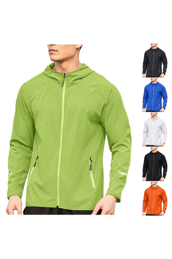 Rain Jackets Men's Lightweight Waterproof Soft Shell Jacket UPF 50+ Sun Protection Hooded Raincoat for Golf Cycling Windbreaker Gray XXL