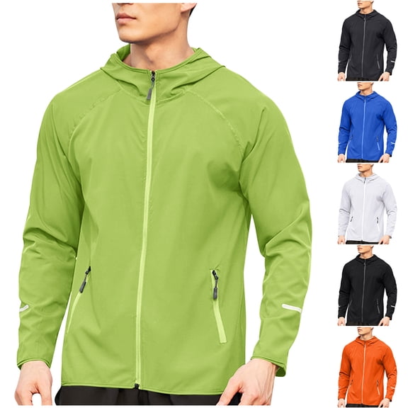 DDAPJ pyju Rain Jackets Men's Lightweight Waterproof Soft Shell Jacket UPF 50+ Sun Protection Hooded Raincoat for Golf Cycling Windbreaker Green L