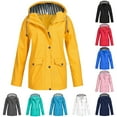 thumbnail image 1 of DDAPJ pyju Raincoats for Women 2024 Clearance,Women's Waterproof Rain Jacket Solid Lightweight Hooded Raincoat Outdoor Plus Size Zip Pocket Windbreaker Raincoat, 1 of 4
