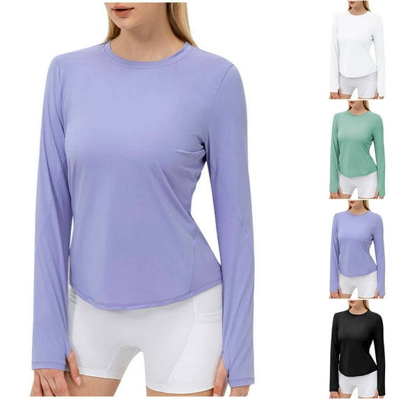 DDAPJ pyju Rash Guard for Women UPF 50+ Swimsuit Tops UV Sun Protection Long Sleeve Workout Swim Shirt Purple XXL