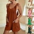 thumbnail image 1 of DDAPJ pyju Rompers for Women Summer Short Jumpsuits Loose Casual Bib Overalls Sleeveless Suspenders Short Romper with Pockets Mint Green XXXL, 1 of 7