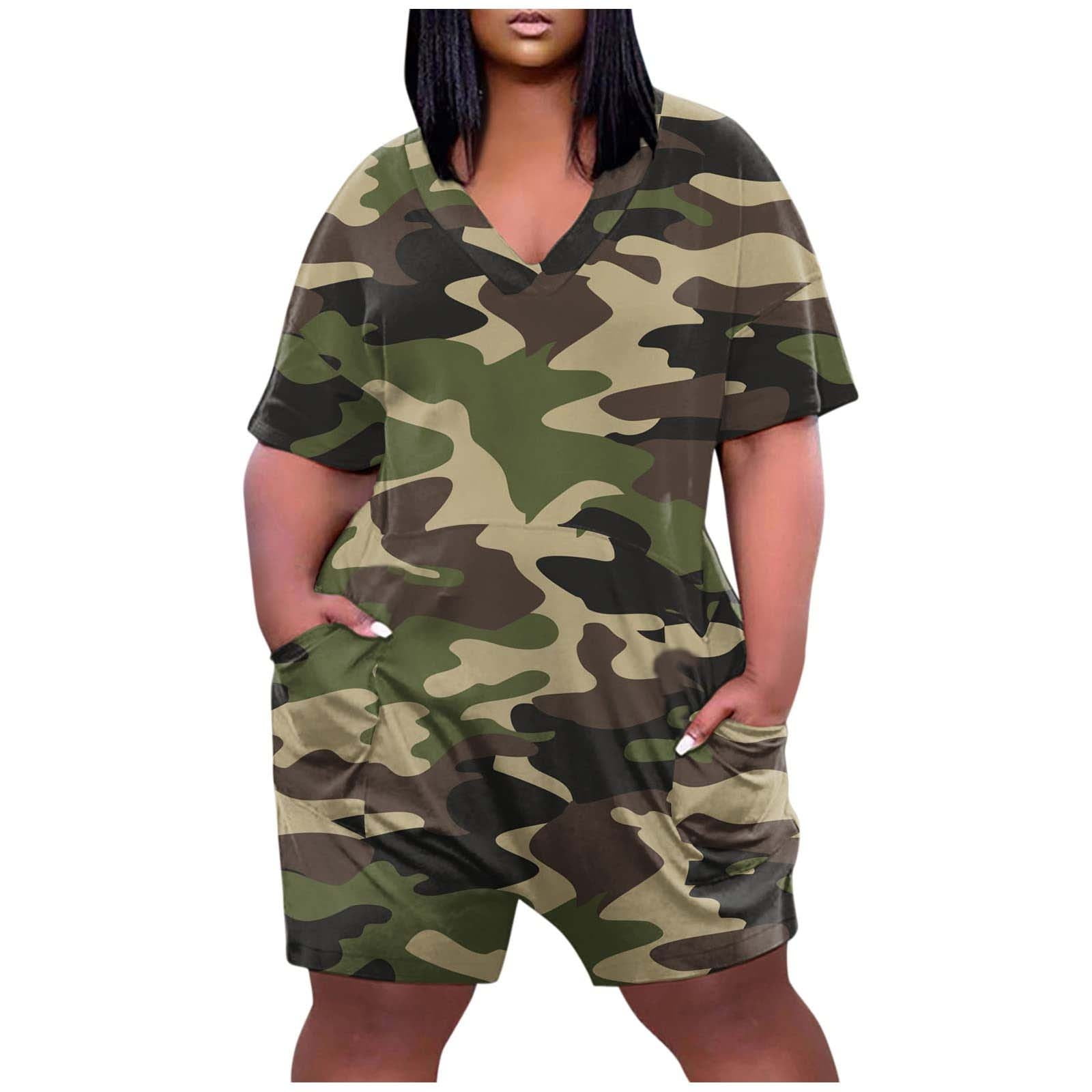DDAPJ pyju Rompers for Women Plus Size,Casual V Neck Jumpsuits for ...
