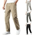 thumbnail image 1 of DDAPJ pyju Sales of The Day! Mens Straight Leg Cargo Pants Cotton Ripstop Hiking Pants Elastic Waist Tactical Work Trousers with Multi Pockets Gray XXL, 1 of 7