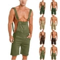 thumbnail image 1 of DDAPJ pyju Sales Today Clearance! Mens Bib Overall Shorts Twill Casual Loose Short Jumpsuit Summer Rompers with Pockets Brown M, 1 of 7