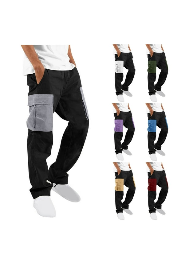 ! Mens Cotton Cargo Pants Ripstop Work Trousers Lightweight Outdoor Hiking Travel Pants with Pockets Wine XXXL