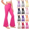 thumbnail image 1 of DDAPJ pyju School Uniform Pants for Girls Cotton Flare Leggings Bell Bottoms Soft Comfortable Lounge Workout Pants for Teen Girl Kids Red 13 Years, 1 of 6