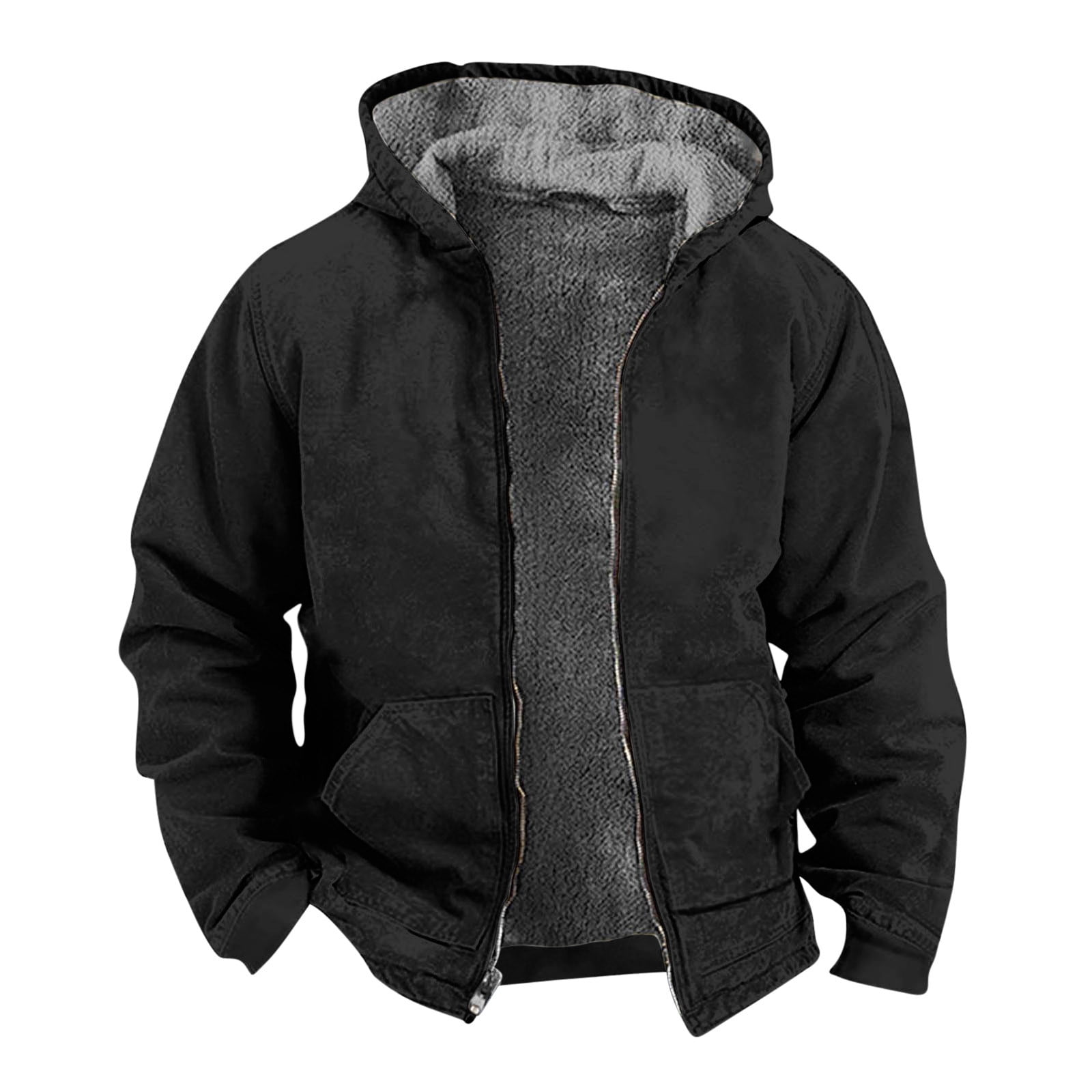 DDAPJ pyju Sherpa Lined Hooded Jacket for Men 2023 Clearance,Solid Long ...