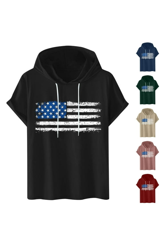 Short Sleeve Hoodies for Men Gym Workout Sweatshirt Lightweight Athletic Pullover Plus Size Hooded T Shirt Active Tops Red XXL