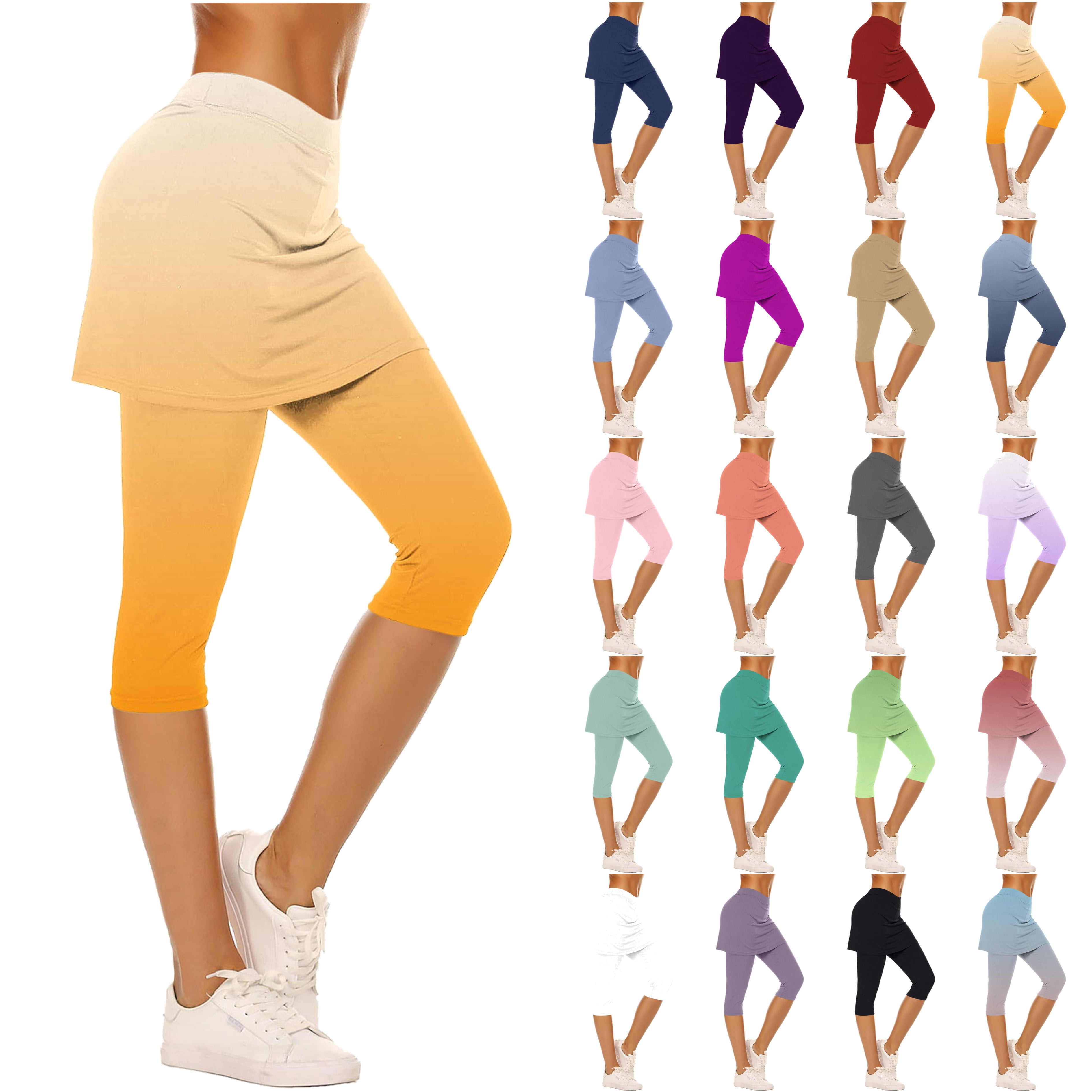 DDAPJ pyju Skirted Leggings for Women Tennis Golf Skorts Capris Gym ...