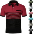 thumbnail image 1 of DDAPJ pyju Slim Fit Polos for Men Color Block Casual Sports Collared T-shirt Lightweight Moisture Wicking Golf Shirt with Pocket Prime Sales Green XL, 1 of 7