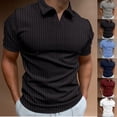 thumbnail image 1 of DDAPJ pyju Solid Color Polos for Men Business Casual Short Sleeve V Neck Lapel Collar Shirt Lightweight Moisture Wicking Golf Tennis Shirts Prime Sales Wine M, 1 of 6