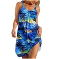 thumbnail image 1 of DDAPJ pyju Summer Dresses for Women Boho Floral Printed Sundresses Flowy Beach Vacation Dresses Casual Pleated Knee Length Sleeveless Tank Dress Z-Blue L, 1 of 5