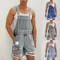 thumbnail image 1 of DDAPJ pyju Summer Saving Clearance! Mens Denim Overalls Shorts Jean Bib Jumpsuit Casual Walkshort Summer Romper with Pockets Gray XXXL, 1 of 8