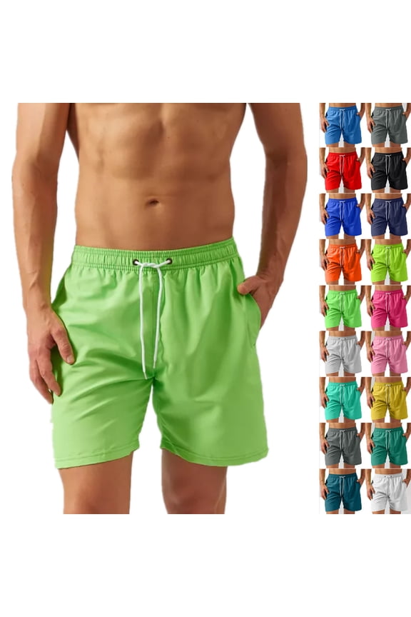 Mens Drawstring Running Shorts Solid Athletic Shorts Lightweight Quick Dry Workout Gym Shorts with Pockets Hot Pink XL