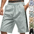 thumbnail image 1 of DDAPJ pyju Mens Trendy Athletic Shorts Side Zipper Casual Sweat Shorts Lightweight Drawstring Twill Summer Short Pants with Pockets Khaki L, 1 of 9