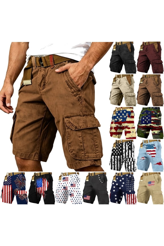 Big and Tall Cargo Shorts for Men Quick Dry Hiking Shorts Ripstop Tactical Shorts Vintage Distressed Work Shorts with Multi Pockets Khaki L