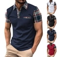 thumbnail image 1 of DDAPJ pyju Summer Tops for Men Short Sleeve Plaid Collar Polos Shirt Business Casual Golf Shirts with Chest Pocket Navy XXL, 1 of 7