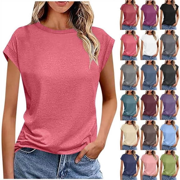 DDAPJ pyju Summer Tops for Women Cap Sleeve T Shirt Solid Casual Athletic Tee Shirts Dark Gray XL