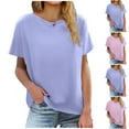 thumbnail image 1 of DDAPJ pyju Summer Tops for Women Short Sleeve Crewneck T Shirt Solid Casual Athletic Tee Shirts Lightweight Soft Comfy Tees Big Sales Today Blue XXXL, 1 of 6