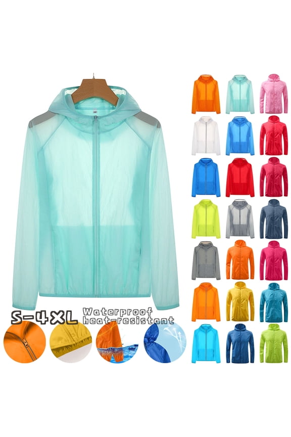 Sun Protection Jackets for Women Lightweight Breathable Athletic Jacket Zip Up Hooded Sun Shirt Red S