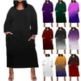 thumbnail image 1 of DDAPJ pyju T Shirt Dresses for Women Trendy Casual Plus Size Dresses Oversized Long Sleeve Maxi Dresses with Pockets Purple XXL, 1 of 6