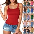 thumbnail image 1 of DDAPJ pyju Tank Top for Womens Summer 2026 Scoop Neck Sleeveless Ribbed Knit Workout Basic Tees Slim Fitted Cami Shirts Red XXXXL, 1 of 6