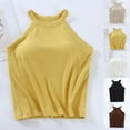 thumbnail image 1 of DDAPJ pyju Tank Tops with Built in Bra for Women Sleeveless Racerback Ribbed Shirts High Neck Slim Fitted Crop Top Lightning Sales Coffee M, 1 of 6