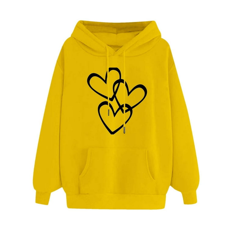 DDAPJ pyju Teen Girls Hooded Sweatshirt 2023 Fall Fashion Womens Casual Pocket Hoodie Long Sleeve Drawstring Sweatshirts Cute Heart Print Pullover Hoodies on Clearance Walmart