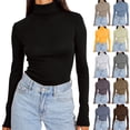 thumbnail image 1 of DDAPJ pyju Turtleneck Tops for Women Slim Fit Long Sleeve T-shirt Comfy Soft Base Layer Tees Basic Solid Casual Athletic Tee Shirts Black M, 1 of 7