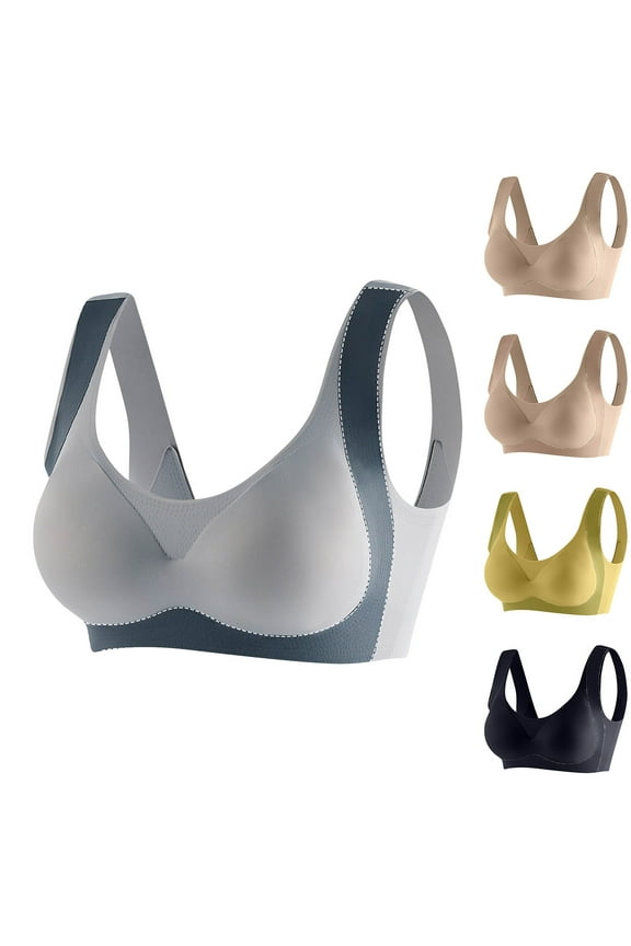 U Back Sports Bras for Women Soft Padded Seamless Push Up Bra Gym Workout Fitness Yoga Bras No Underwire Bralettes Full Coverage Everyday Bra Khaki M
