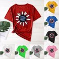 thumbnail image 1 of DDAPJ pyju USA Patriotic American Flag Shirt Women 4th of July T-Shirts Crew-Neck Short Sleeve Casual Tee Tops Holiday Sales Black XXXL, 1 of 5
