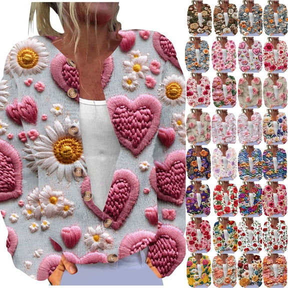 DDAPJ pyju Ugly Christmas Sweaters for Women Funny Cute Open Front Button Down Cardigan Sweater Fall Winter Knit Coat Xmas Outfits Sales Today Clearance Multicolor XXXXL