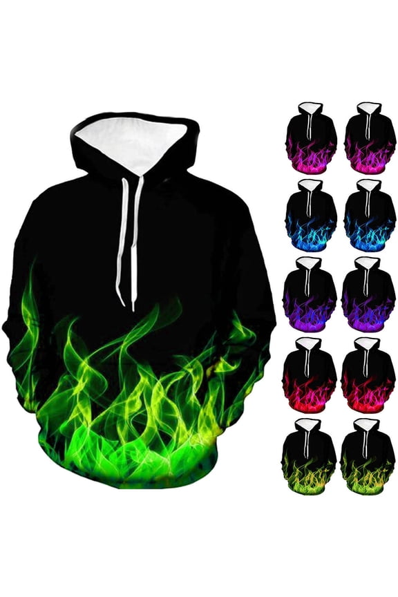 Unisex 3D Print Novelty Hoodies ,Flame Graphic Hooded Sweatshirt Casual Pocket Hoodie Long Sleeve Drawstring Pullover Sweatshirts Big and Tall Cool Hip Hop Youth Hoody