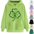 thumbnail image 1 of VBTAPA St. Patrick's Day Sweatshirt for Women Cute Gnome Print Long Sleeve Drawstring Hooded Sweatshirt Irish Lucky Clover Print Pullover Tops Deals of the Day Green S, 1 of 6
